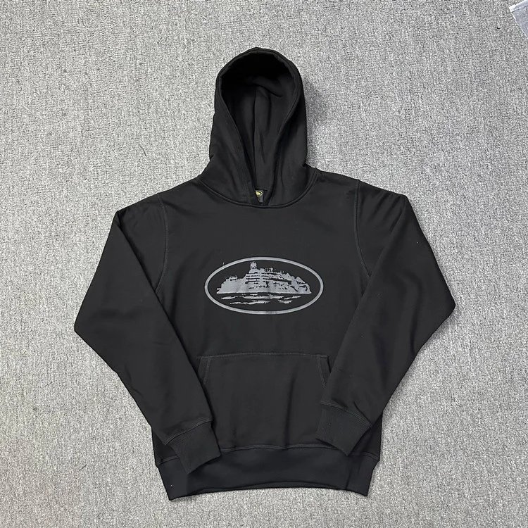 Hoodie Black Print Black