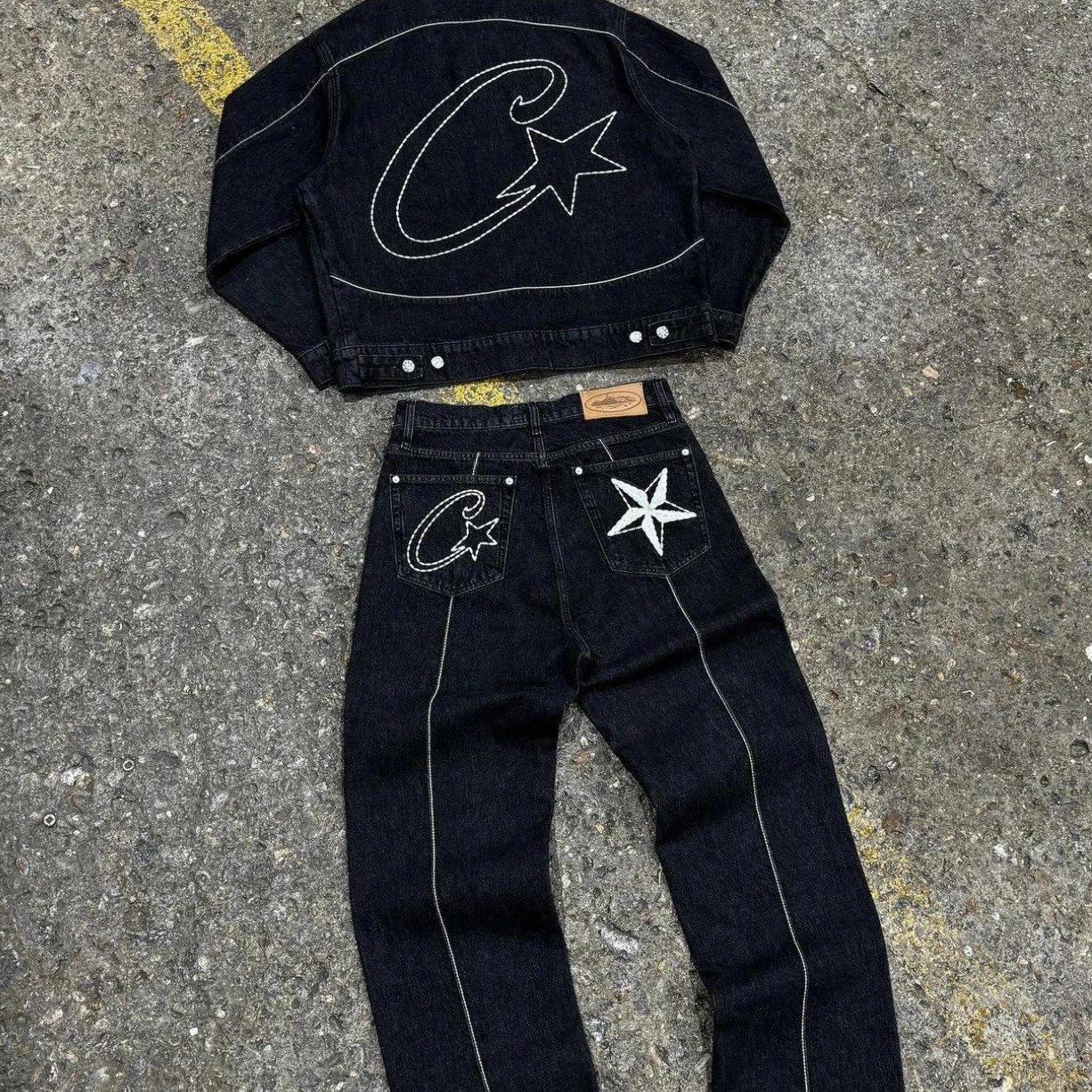 Denim Suit High Street Western Cowboy Denim Jacket Casual Jeans