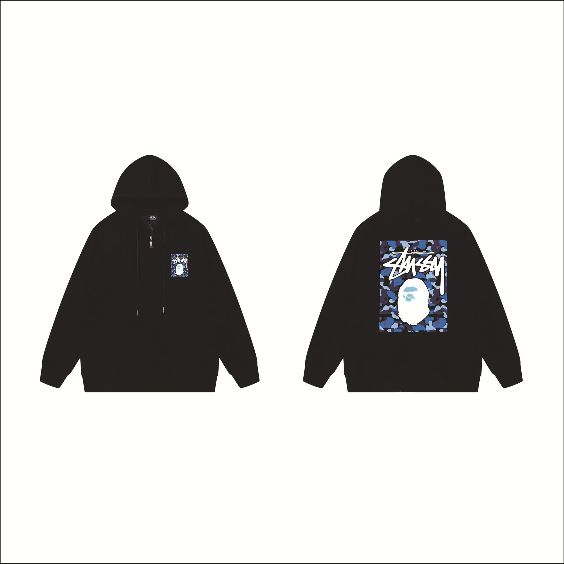 BAPE × Stüssy Collaboration Series Hoodie - rep bluzy z kapturem