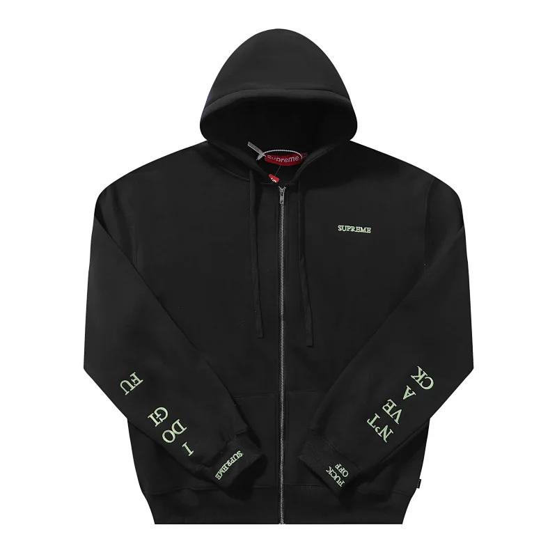 Supreme Glow-in-the-Dark Green Letter Full-Zip Hoodie - rep Supreme