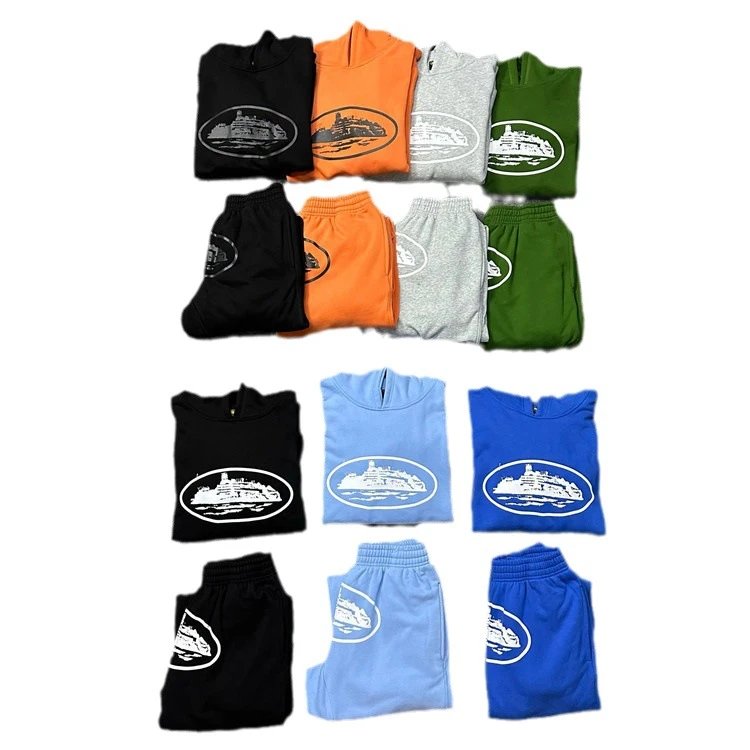 Fleece-Lined Zip-Up Hooded Sweatshirt Jacket Streetwear Hip Hop Fashion Set Minimalist Versatile Athletic Sweatpants