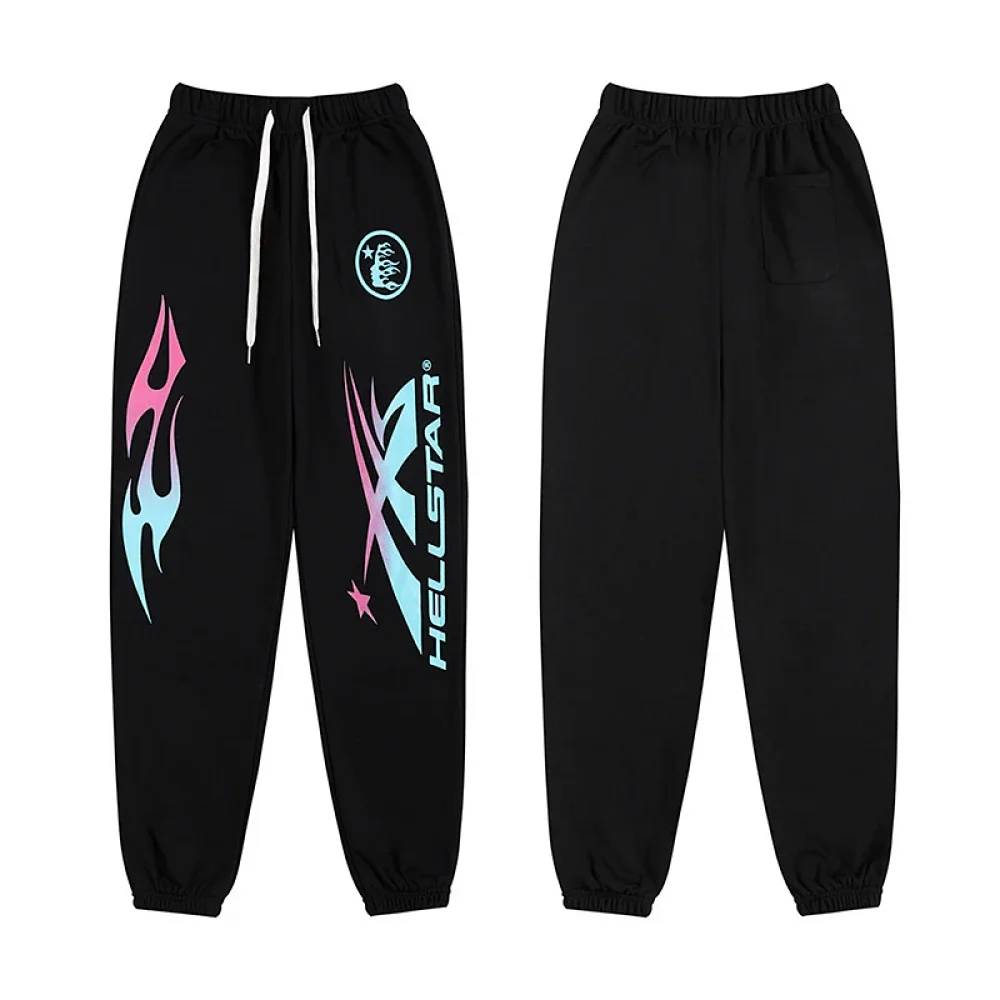 Hellstar Pink-to-Blue Gradient Flame Joggers