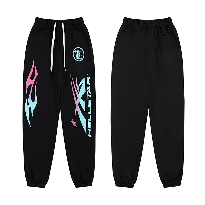 Hellstar Pink-to-Blue Gradient Flame Joggers - rep Hellstar