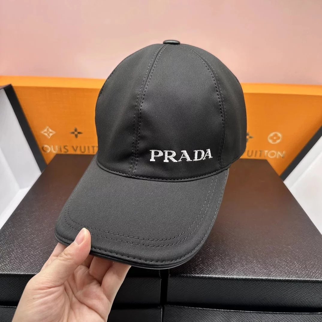 Prada Hats Embroidered baseball cap with triangle plaque image 8