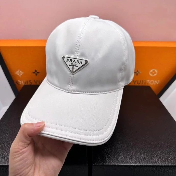 Prada Hats Embroidered baseball cap with triangle plaque image 12