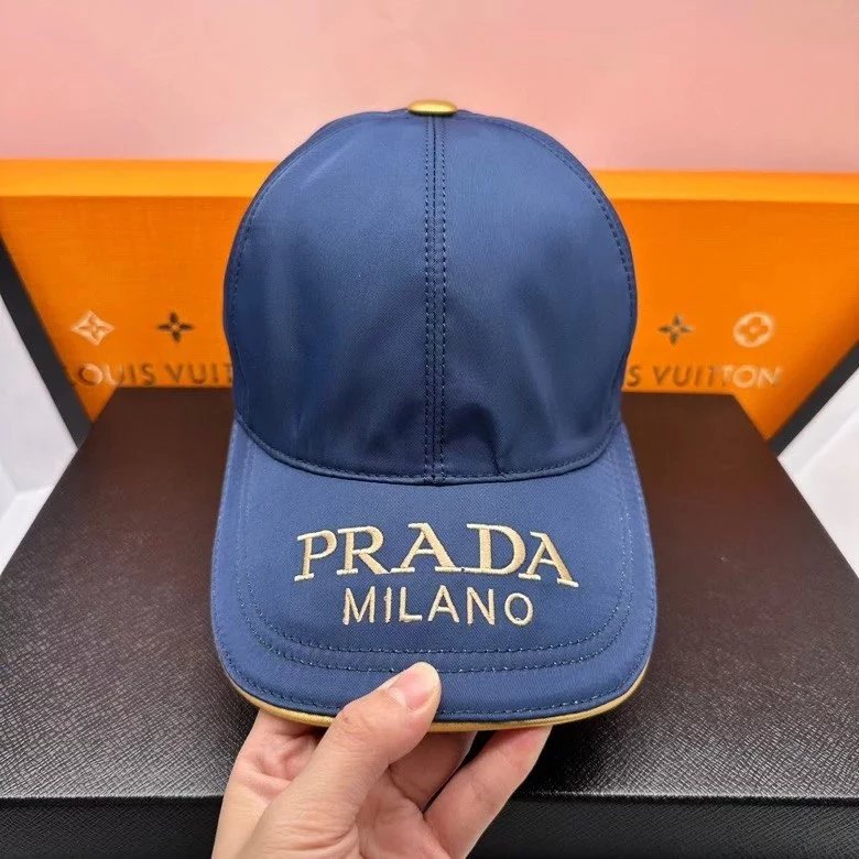 Prada Hats Embroidered baseball cap with triangle plaque image 13