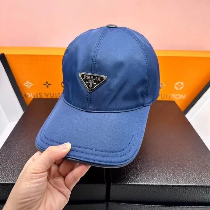 Prada Hats Embroidered baseball cap with triangle plaque image 11