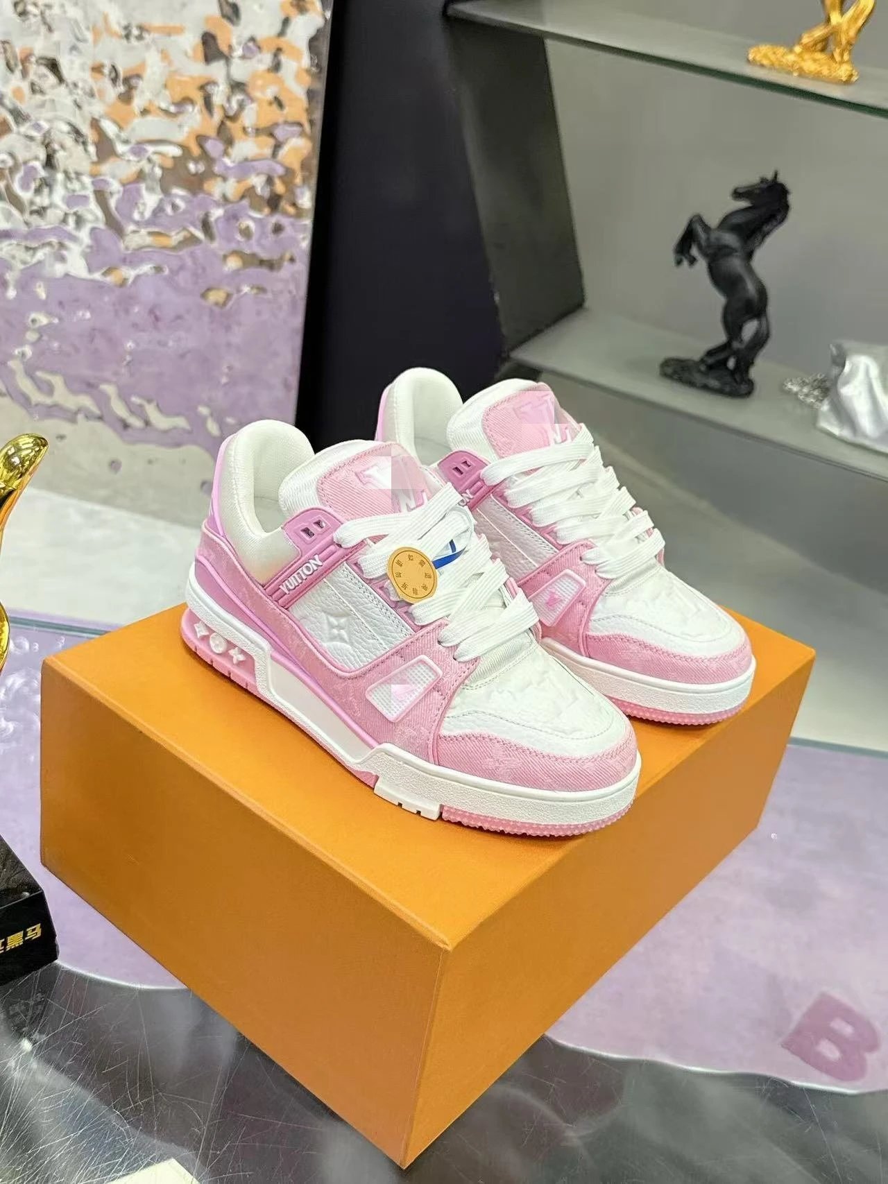 Louis Vuitton Trainer Low Beige White Sneakers - 12