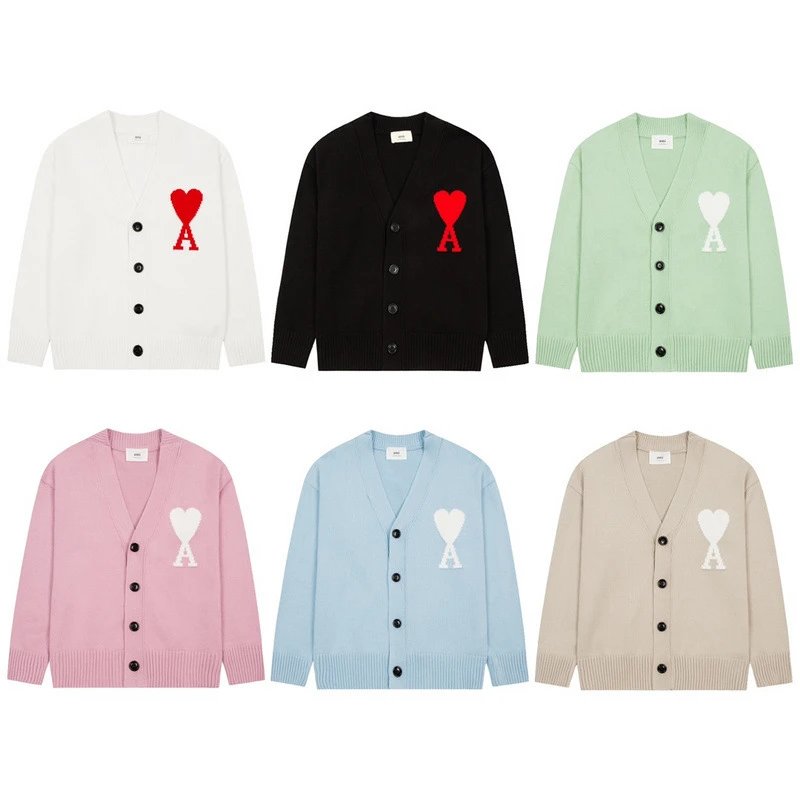 French Heart A Print V-Neck Cardigan