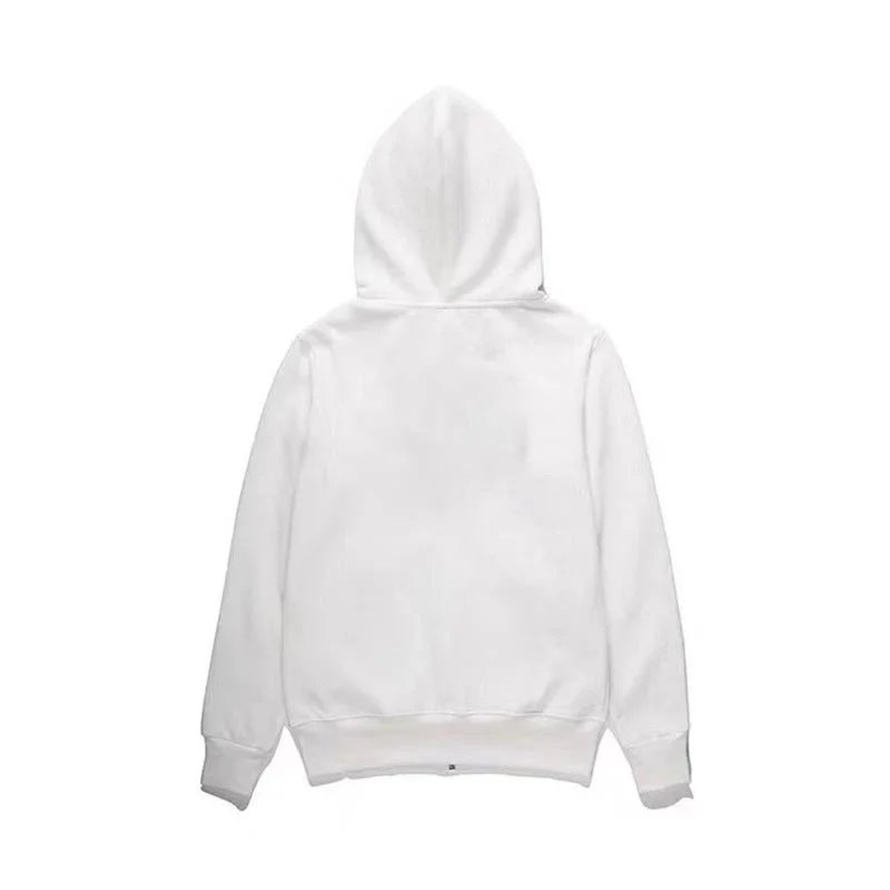 White Fleece Cardigan with Small Red Heart on Front