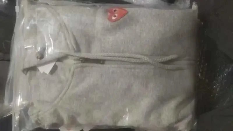 Gray Fleece Cardigan with Small Red Heart on Front