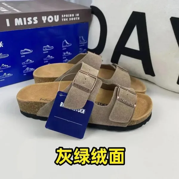 Birkenstock Arizona灰绿绒面 Sandals - 1