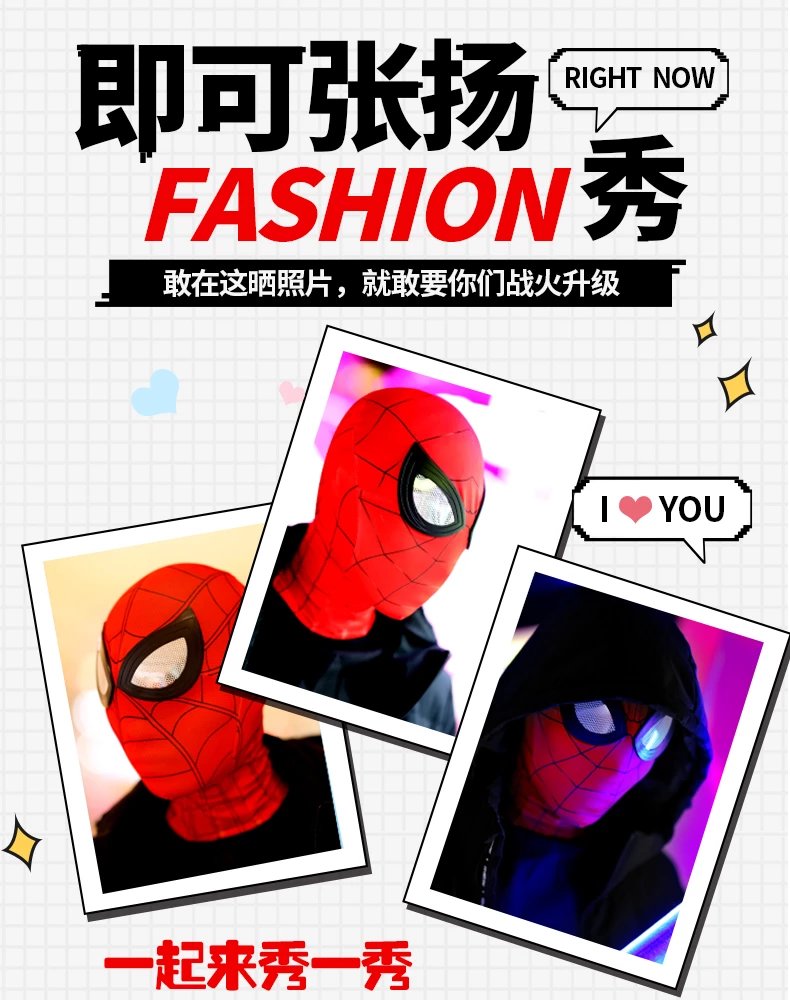 Design Spider-Man Miles Morales Mask Black Red Web Pattern Headpiece Accessories - 5