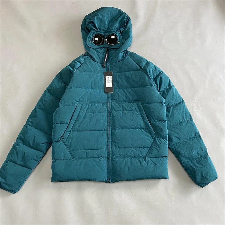 Teal C.P. Company Goggle Hood Down Puffer Jacket