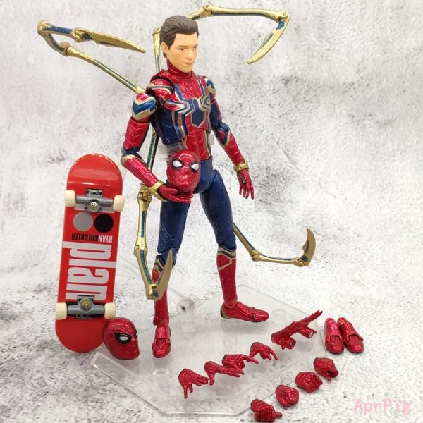 Design Marvel Spider-Man Iron Spider Action Figure with Skateboard and Interchangeable Parts Electronics - 1