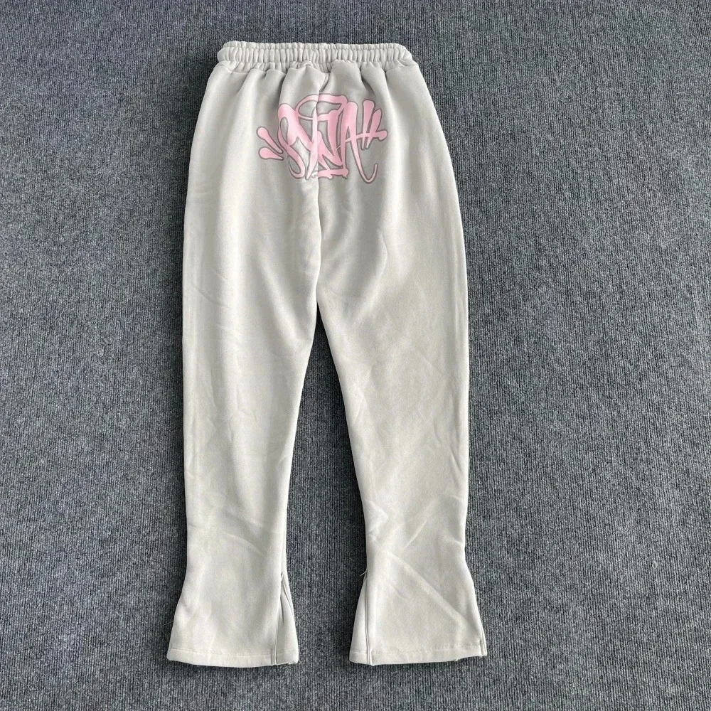 Synaworld Grey Pink Graffiti Flare Sweatpants - rep spodnie