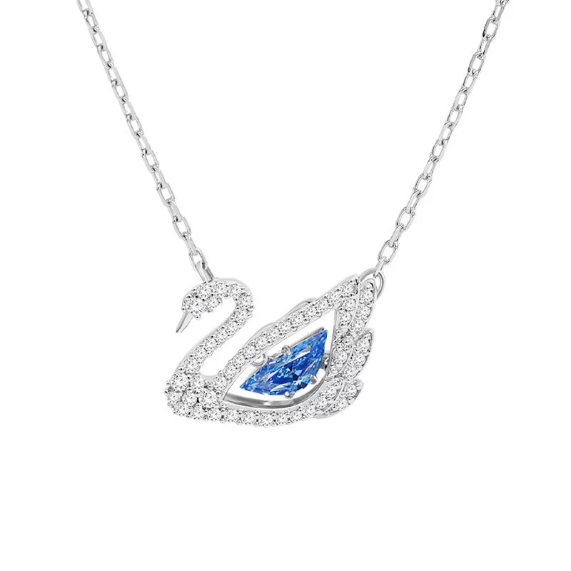 Swarovski, blue diamond swan necklace