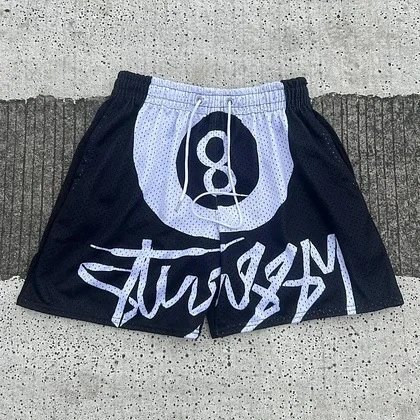 A Bathing Ape x Stussy Collaboration Mesh Shorts Black - 20