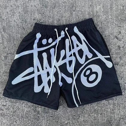 A Bathing Ape x Stussy Collaboration Mesh Shorts Black - 5