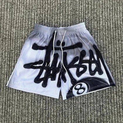 A Bathing Ape x Stussy Collaboration Mesh Shorts Black - 16