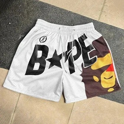 A Bathing Ape x Stussy Collaboration Mesh Shorts Black - 7