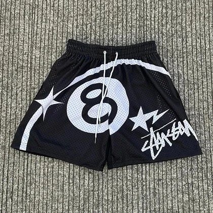 A Bathing Ape x Stussy Collaboration Mesh Shorts Black - 14