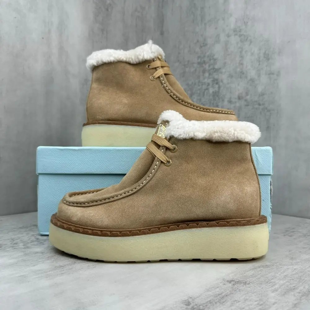 Unbranded Boots Shearling-Trim Suede Platform Ankle image 5
