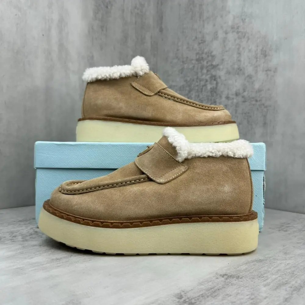 Unbranded Boots Shearling-Trim Suede Platform Ankle image 3