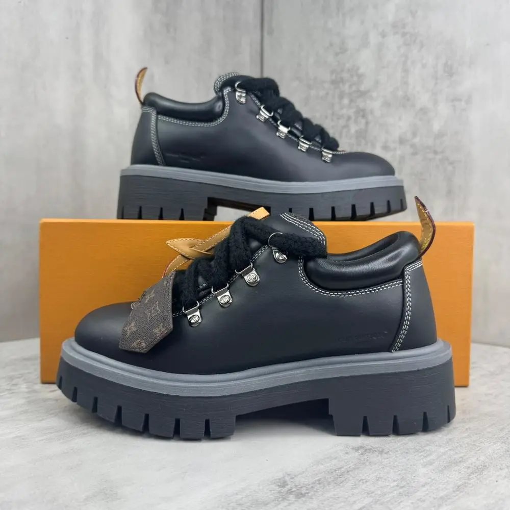 Louis Vuitton Lace-Up Lug-Sole Ankle Boots — Style 5