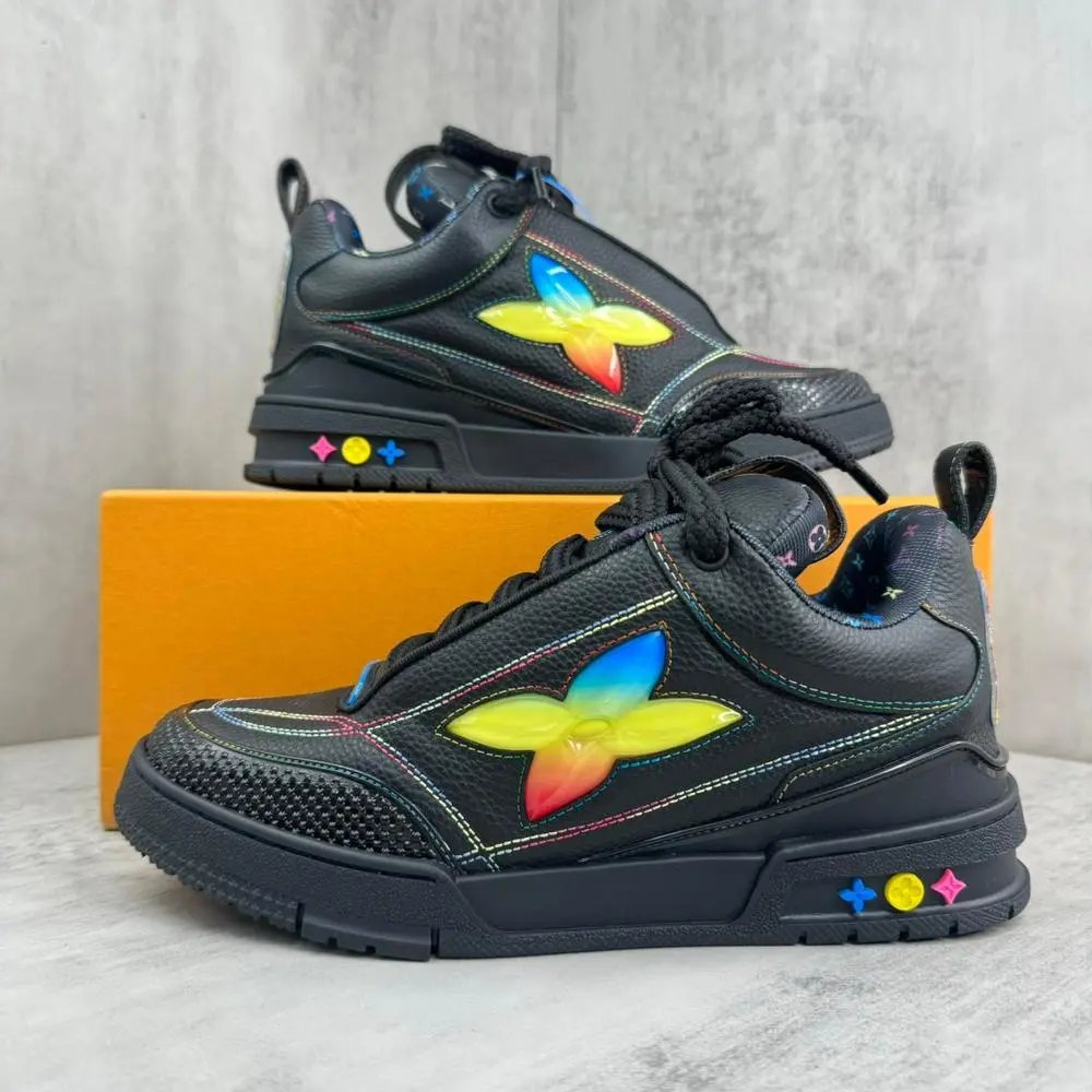 Louis Vuitton Sneakers Low-top lace-up with floral monogram appliqué and rhinestone details — Style 5