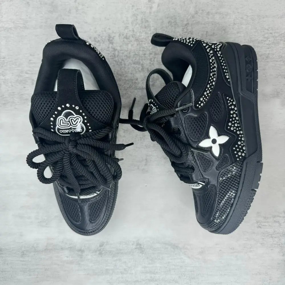 Louis Vuitton Sneakers Low-top lace-up with floral monogram appliqué and rhinestone details image 5