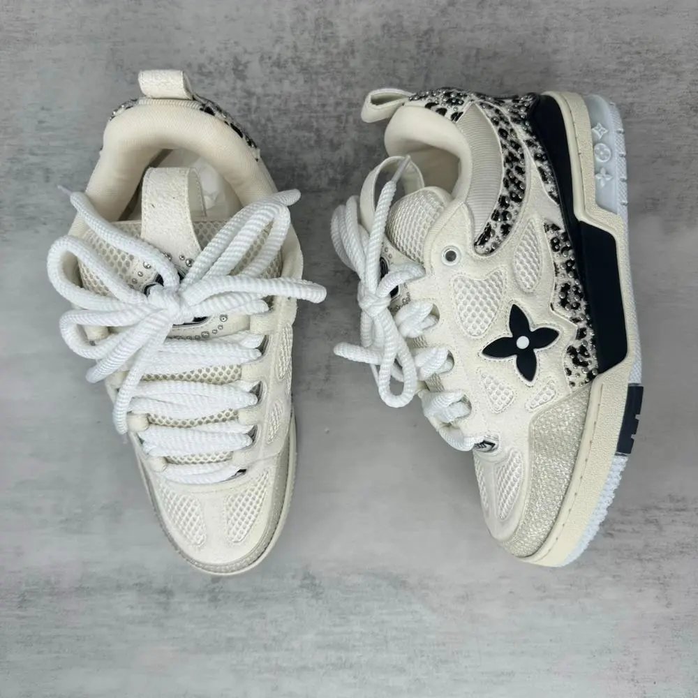 Louis Vuitton Sneakers Low-top lace-up with floral monogram appliqué and rhinestone details image 2
