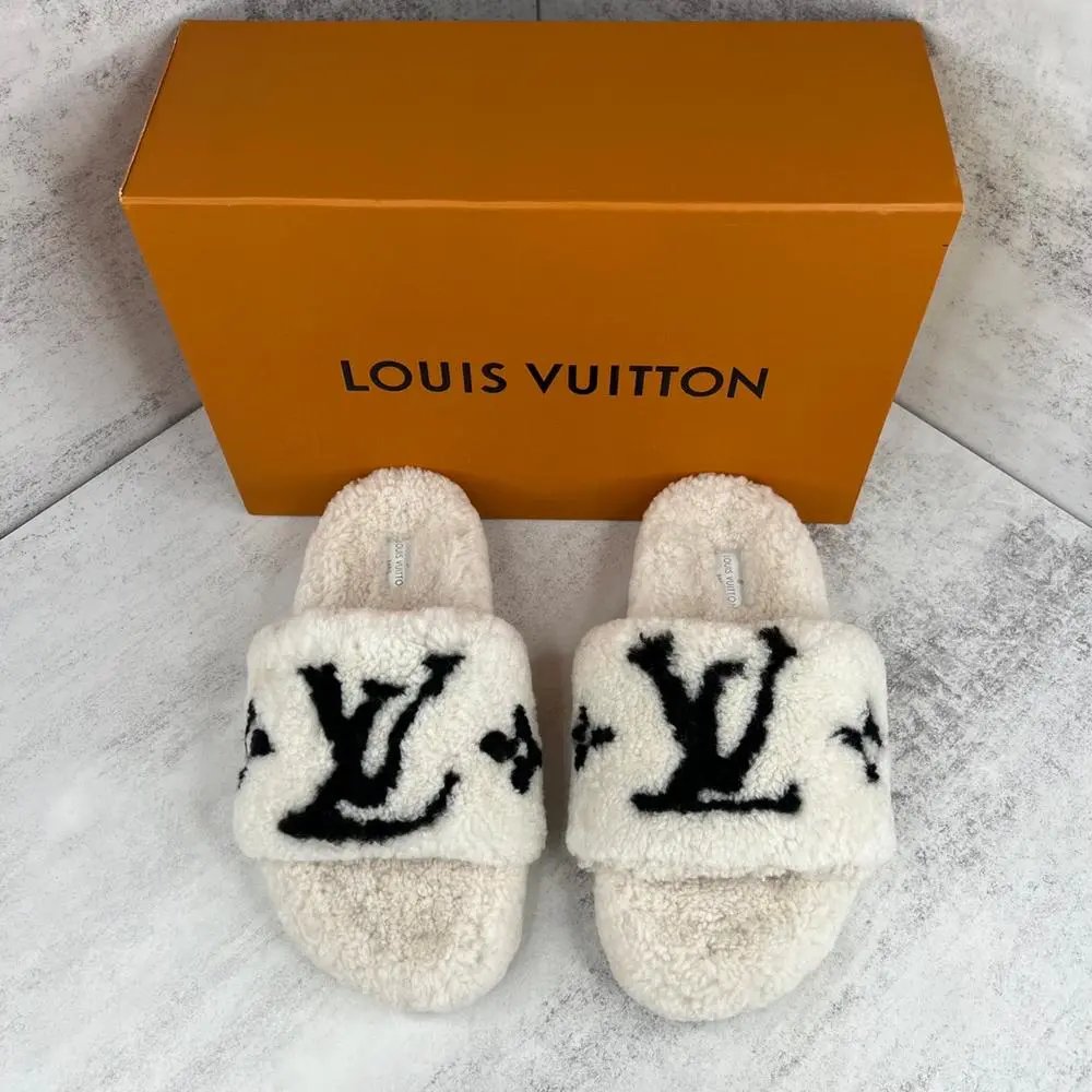 Louis Vuitton Slippers Shearling LV Monogram Slide — Style 6