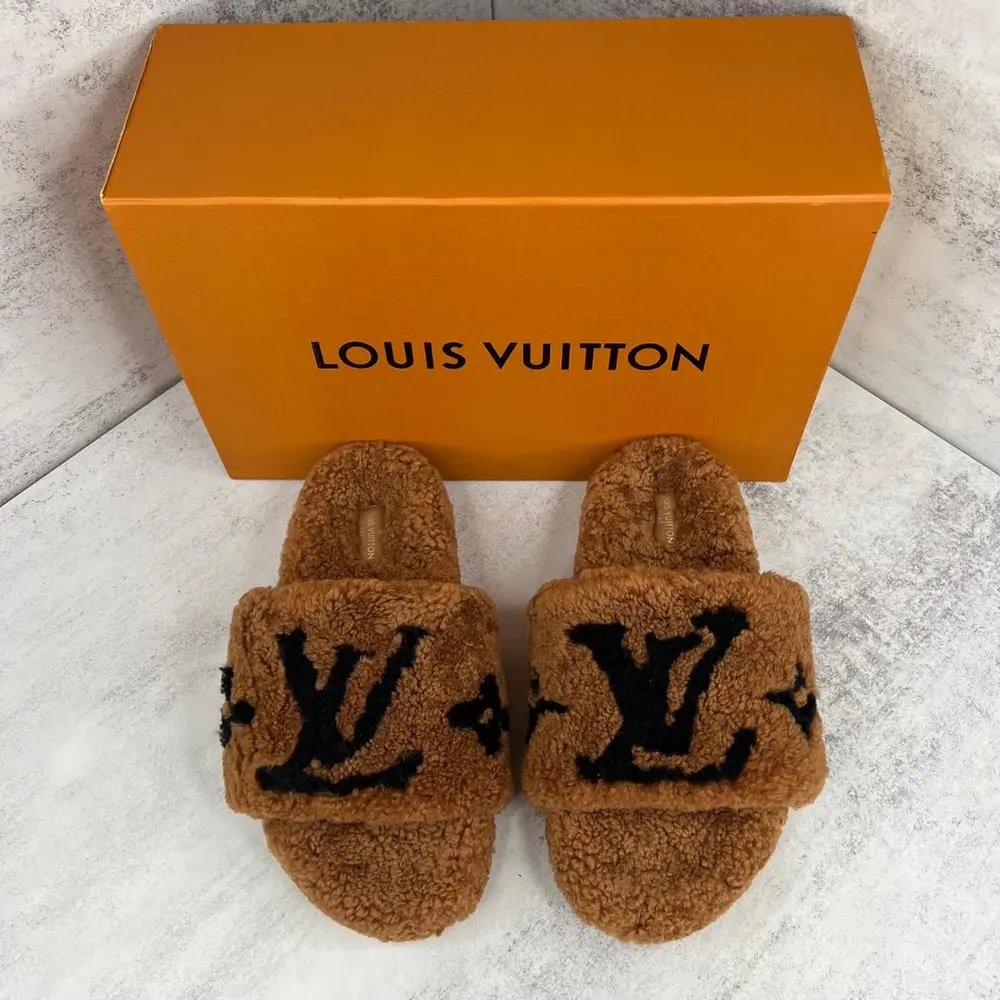Louis Vuitton Slippers Shearling LV Monogram Slide — Style 7