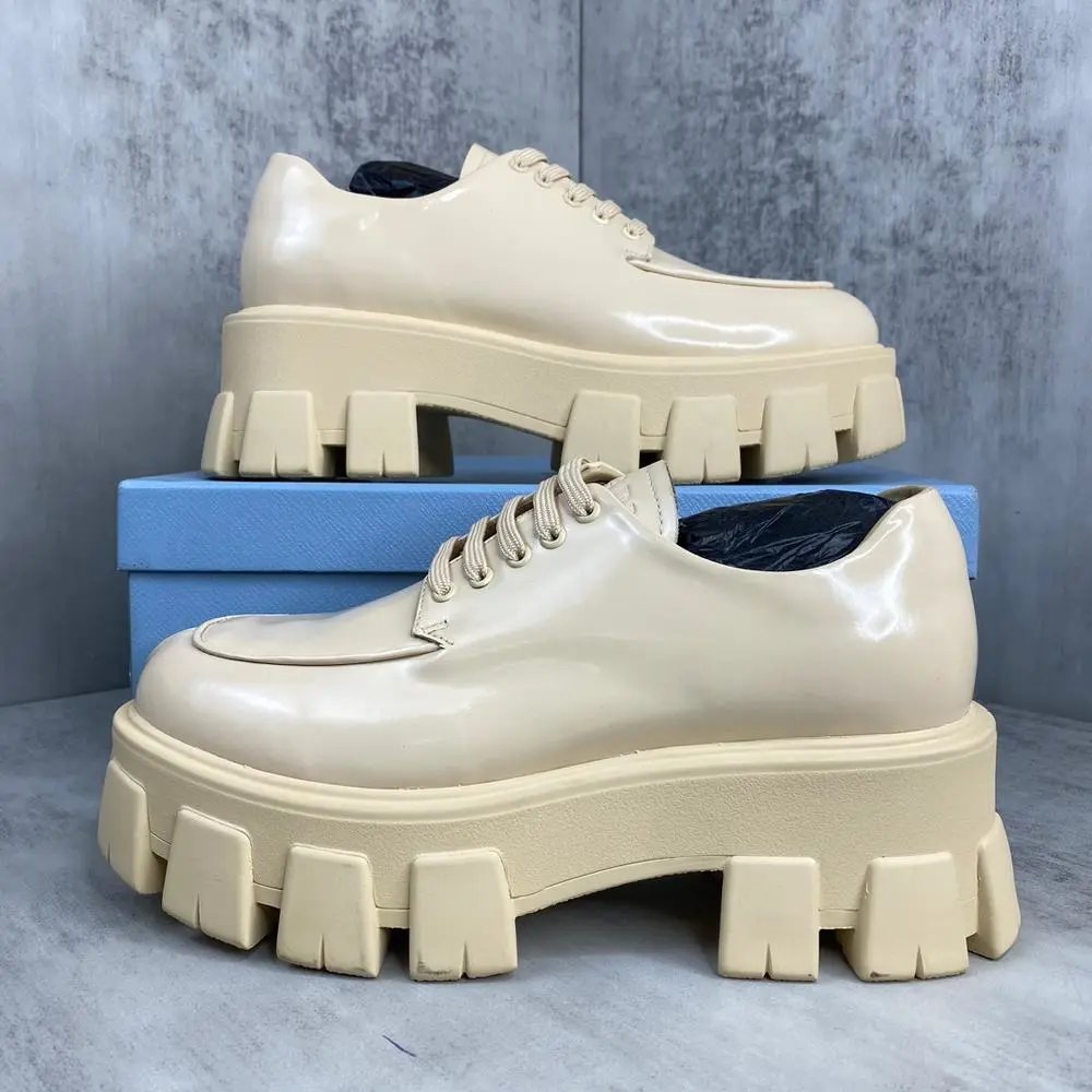 Unbranded Leather Shoes Chunky platform lug-sole lace-up and buckle loafer image 4