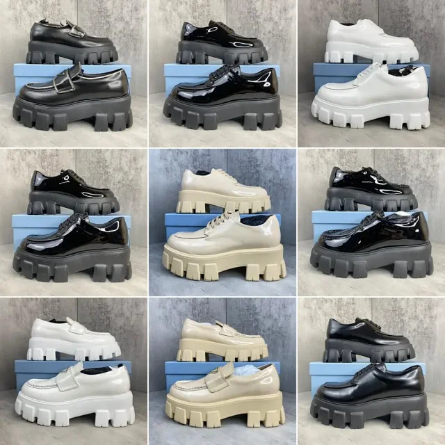 Unbranded Leather Shoes Chunky platform lug-sole lace-up and buckle loafer product detail image 1