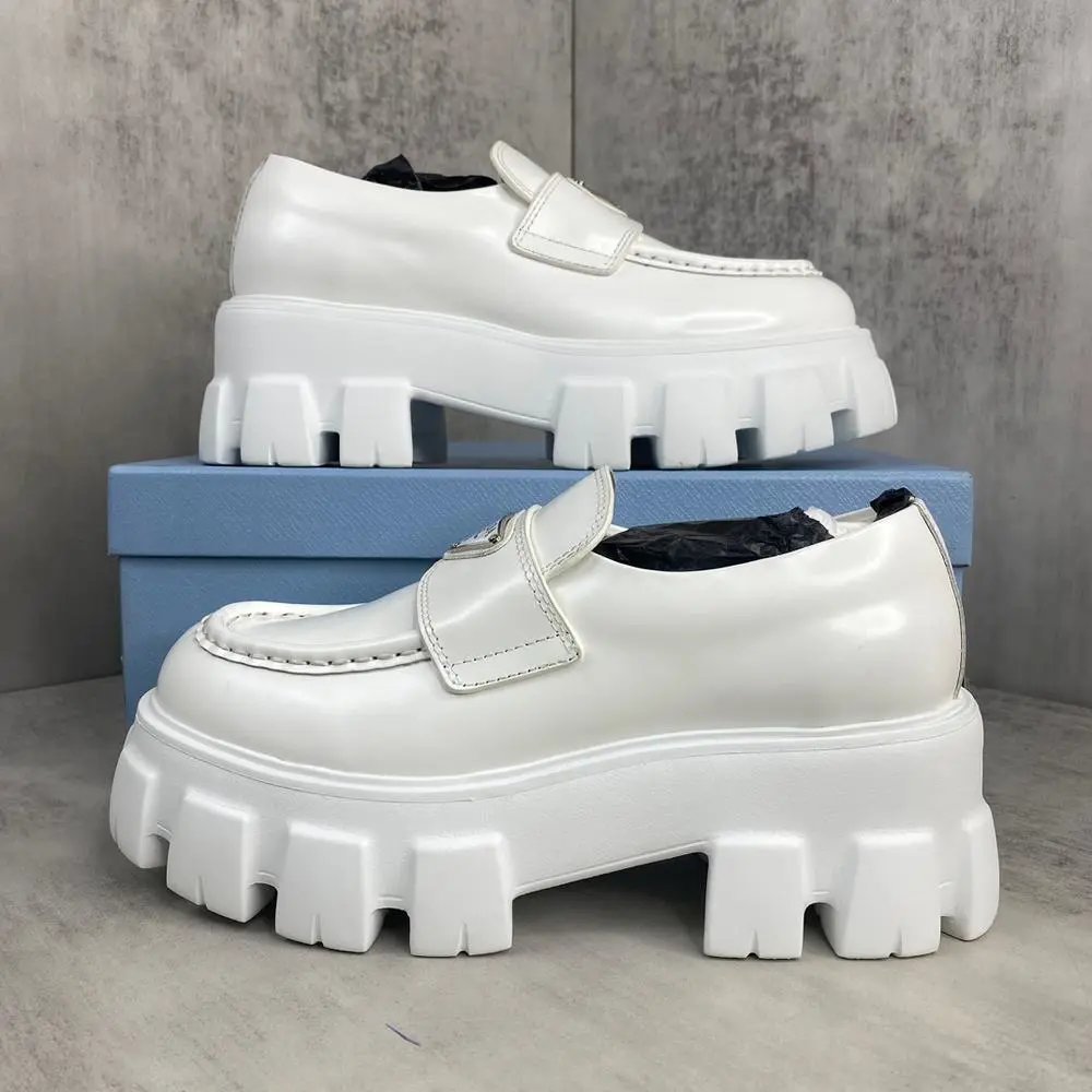 Unbranded Leather Shoes Chunky platform lug-sole lace-up and buckle loafer — Style 7