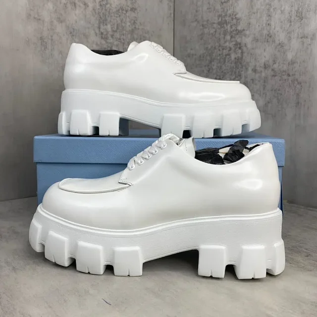 Unbranded Leather Shoes Chunky platform lug-sole lace-up and buckle loafer product detail image 3
