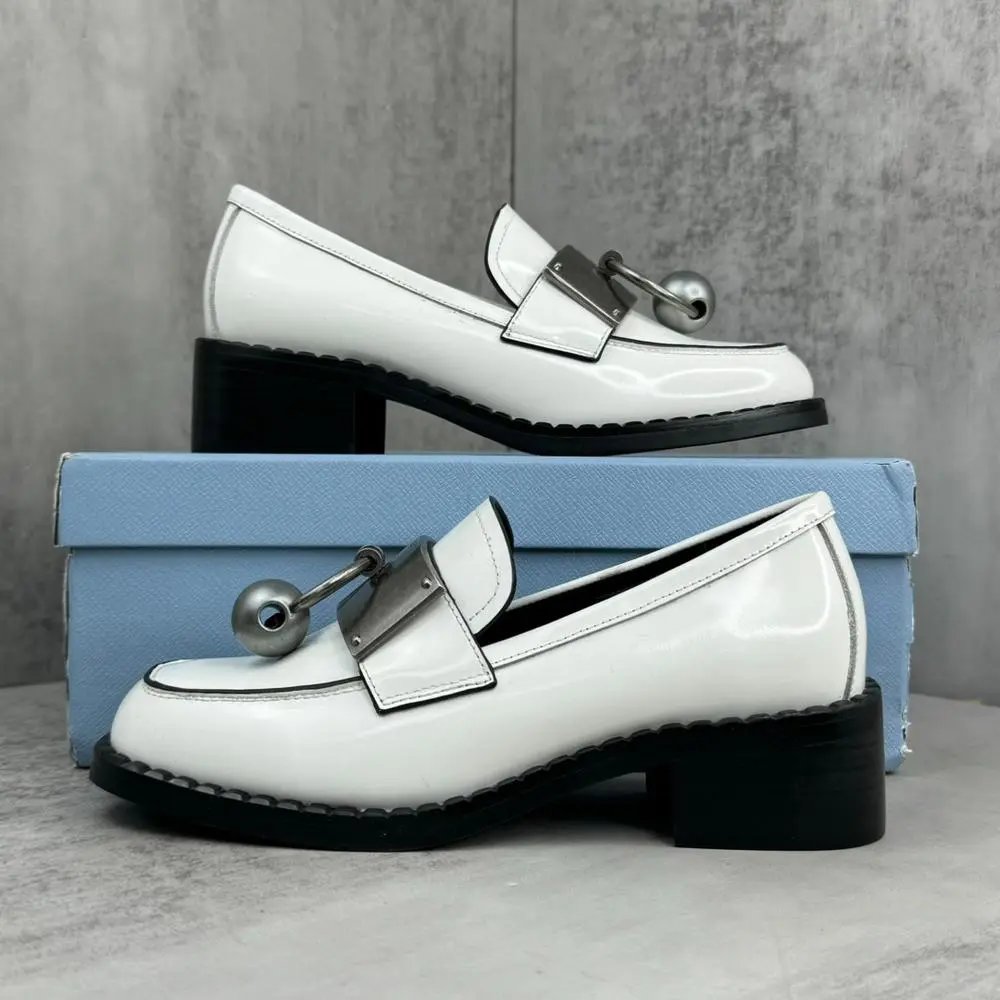 Unbranded Casual Shoes Patent Buckle Block-Heel Loafers image 5