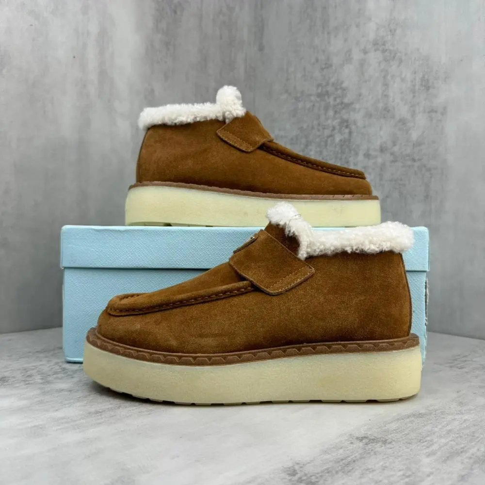 Unbranded Boots Shearling-Trim Suede Platform Ankle — Style 5
