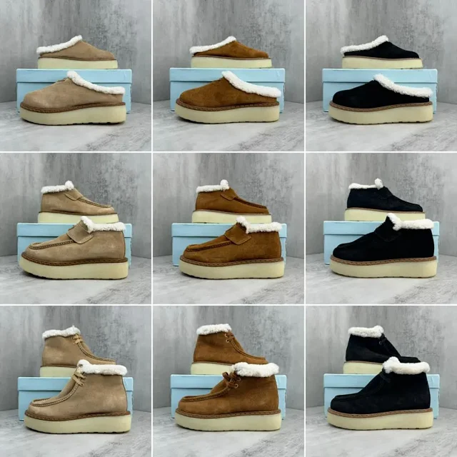 Unbranded Boots Shearling-Trim Suede Platform Ankle product detail image 1