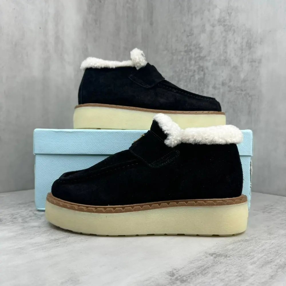 Unbranded Boots Shearling-Trim Suede Platform Ankle image 4