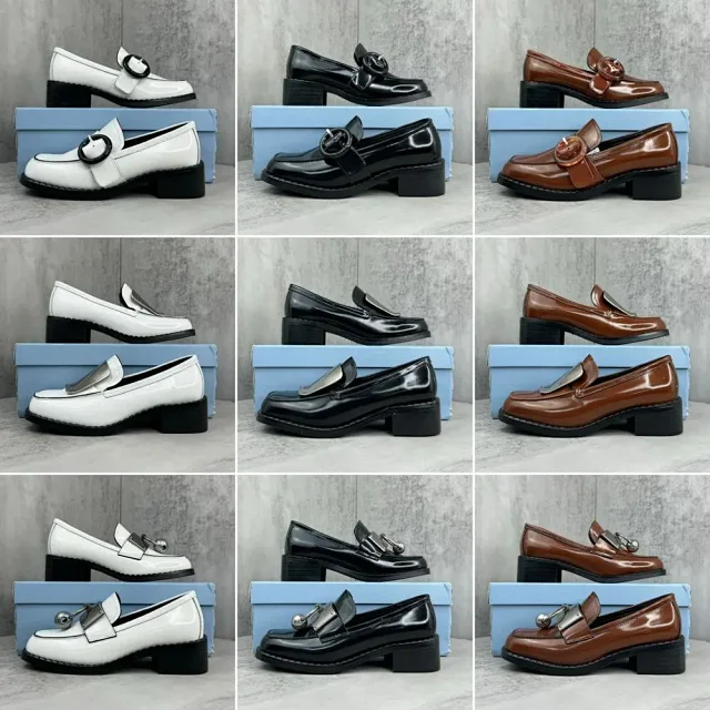 Unbranded Casual Shoes Patent Buckle Block-Heel Loafers product detail image 1