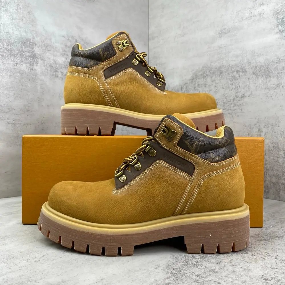 Louis Vuitton Lace-Up Lug-Sole Ankle Boots — Style 1