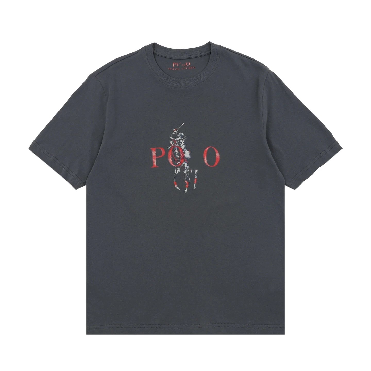 Correct version high quality Raff home RL Chest Warhorse Print Round Neck Short Sleeve Casual All-Match