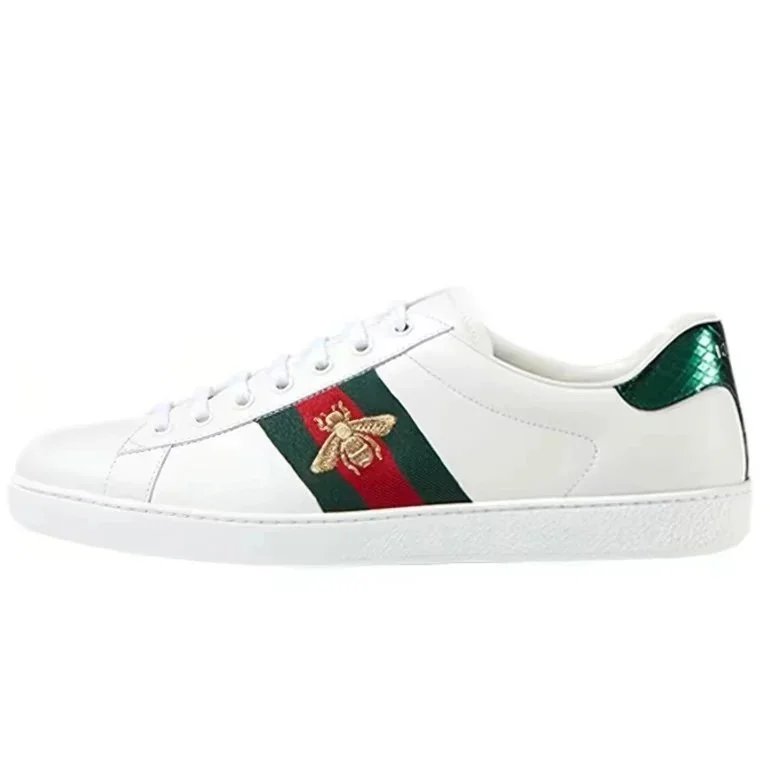 Gucci white Rice noodles green texture tailboard shoes