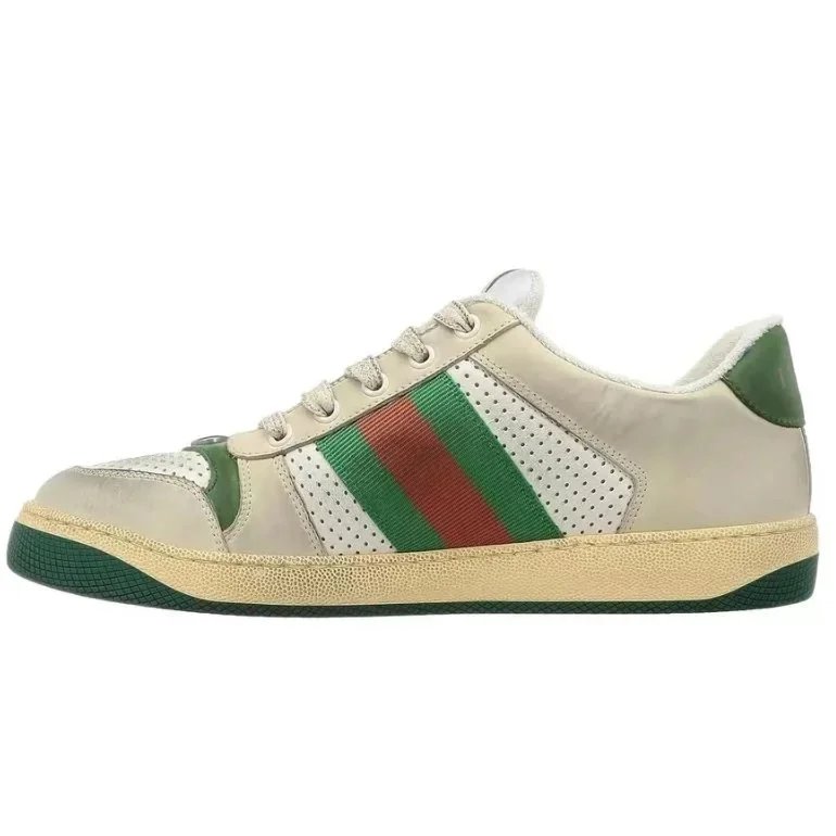 Guqi White Double Green Red Strips Used Dirty Shoes