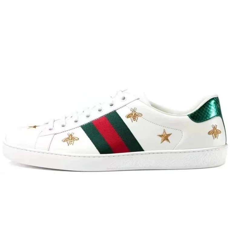 Guqi white bee star green tailboard shoes