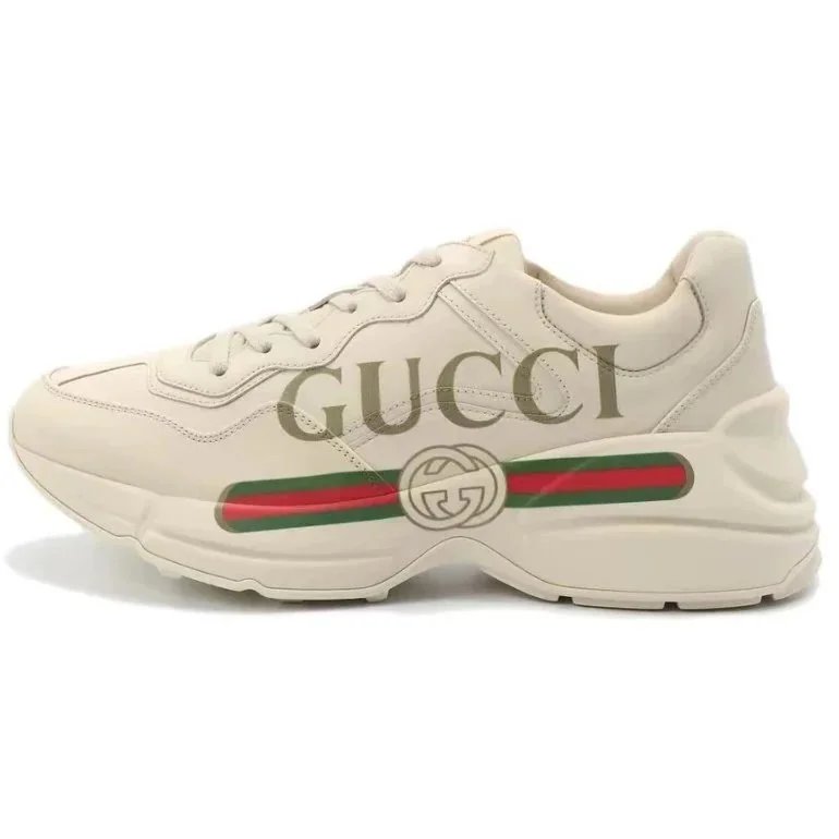 Guqi retro logo ivory white dad shoes