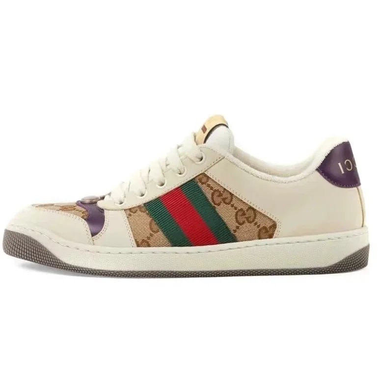Guqi White Double Green Red Striped Old Flower Dirty Shoes